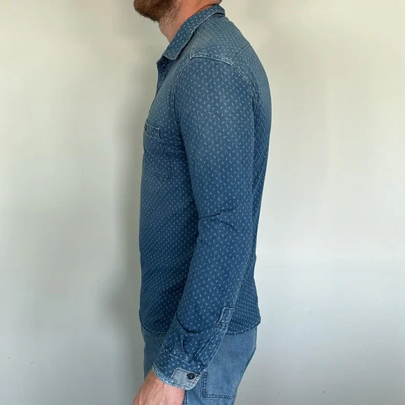 Men’s Patterned Longsleeve Collard Tunic Shirt - Picture 3 of 9